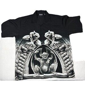 Vintage Dragonfly Gargoyle Shirt XL Black Gothic Demon Obscene Rare Y2K